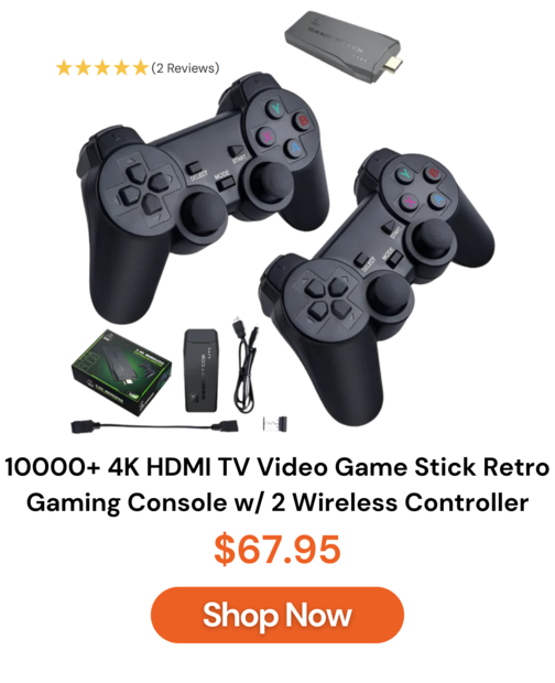 10000+ 4K HDMI TV Video Game Stick Retro Gaming Console w/ 2 Wireless Controller