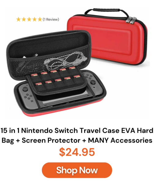 15 in 1 Nintendo Switch Travel Case EVA Hard Bag + Screen Protector + MANY Accessories